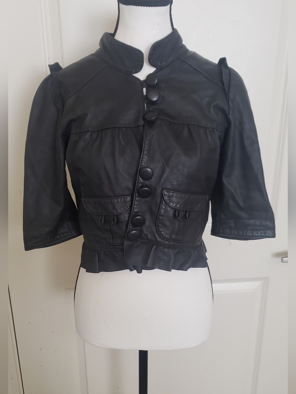 Madison Marcus Cropped Genuine Leather Jacket